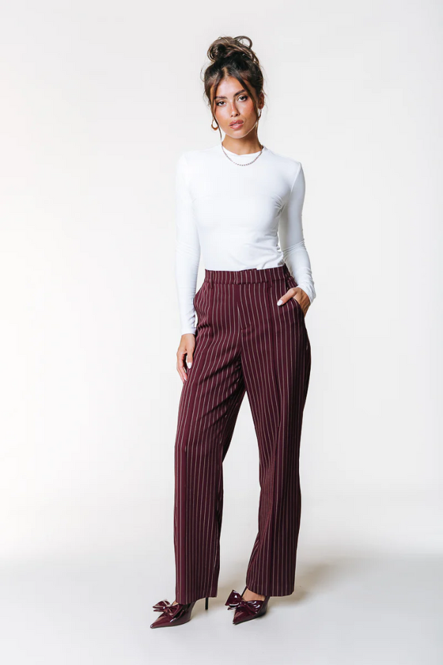 Rus Pinstripe Straight Pants | Colourful Rebel