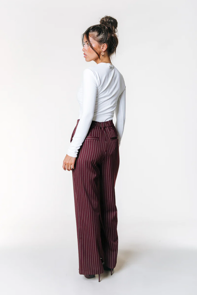 Rus Pinstripe Straight Pants | Colourful Rebel
