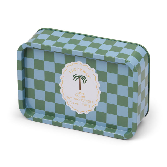 A Dopo Palm Print Geurkaars in Blik | Lush Palms | Paddywax - paddywax - wonder & melon