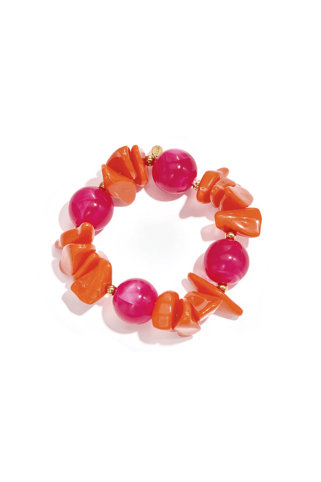 Armband | gevarieerde kraal | Oranje roze - wonder & melon - wonder & melon