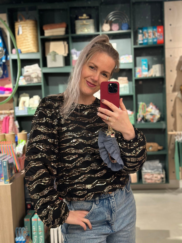 Blouse | All that glitter | Zwart - Goud - wonder & melon - wonder & melon