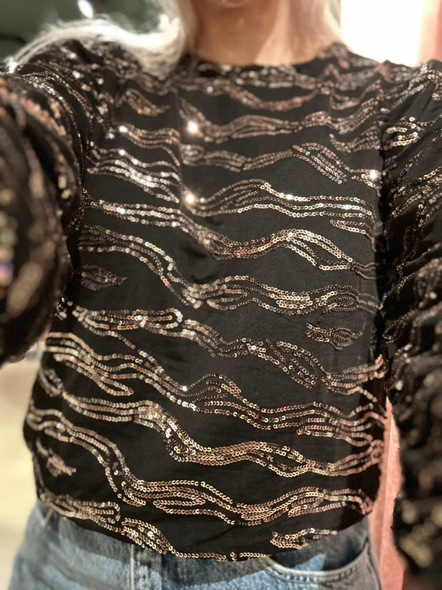Blouse | All that glitter | Zwart - Goud - wonder & melon - wonder & melon