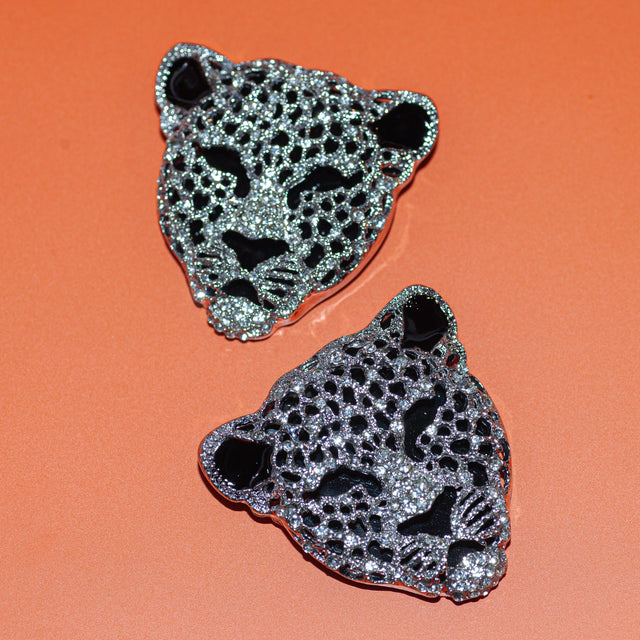 Broche| Leopard | Zwart & Zilver - wonder & melon - wonder & melon