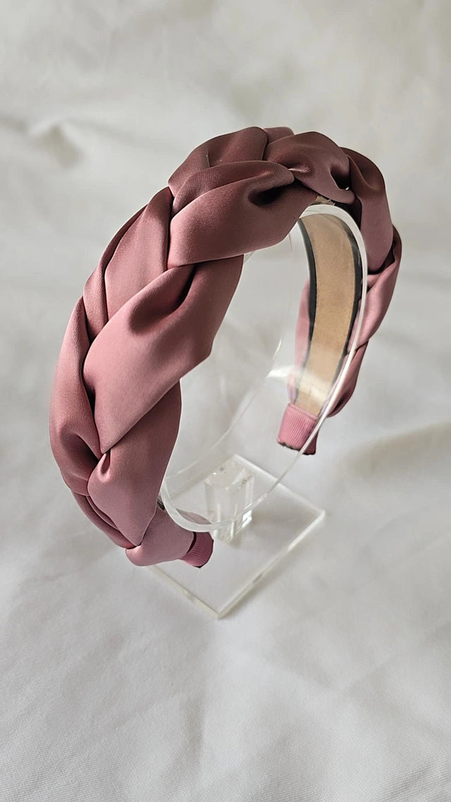 By Mev | Harde hoofdband gevlochten Satijn | Roze - Mauve - By Mev - wonder & melon