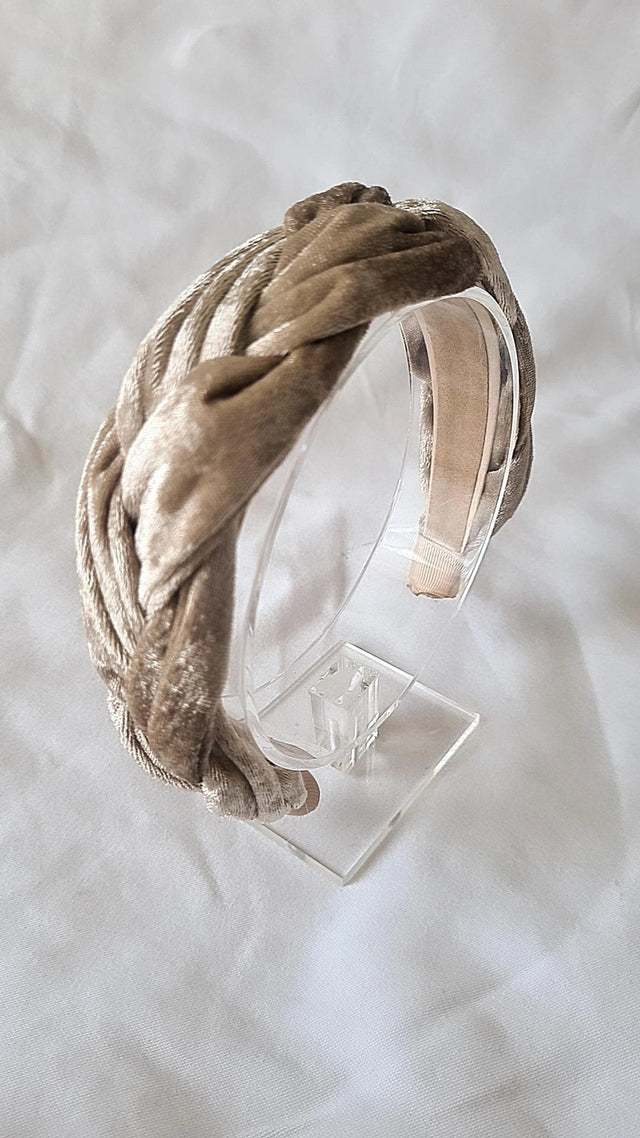 By Mev | Harde hoofdband gevlochten Velvet | Champagne - Beige - By Mev - wonder & melon