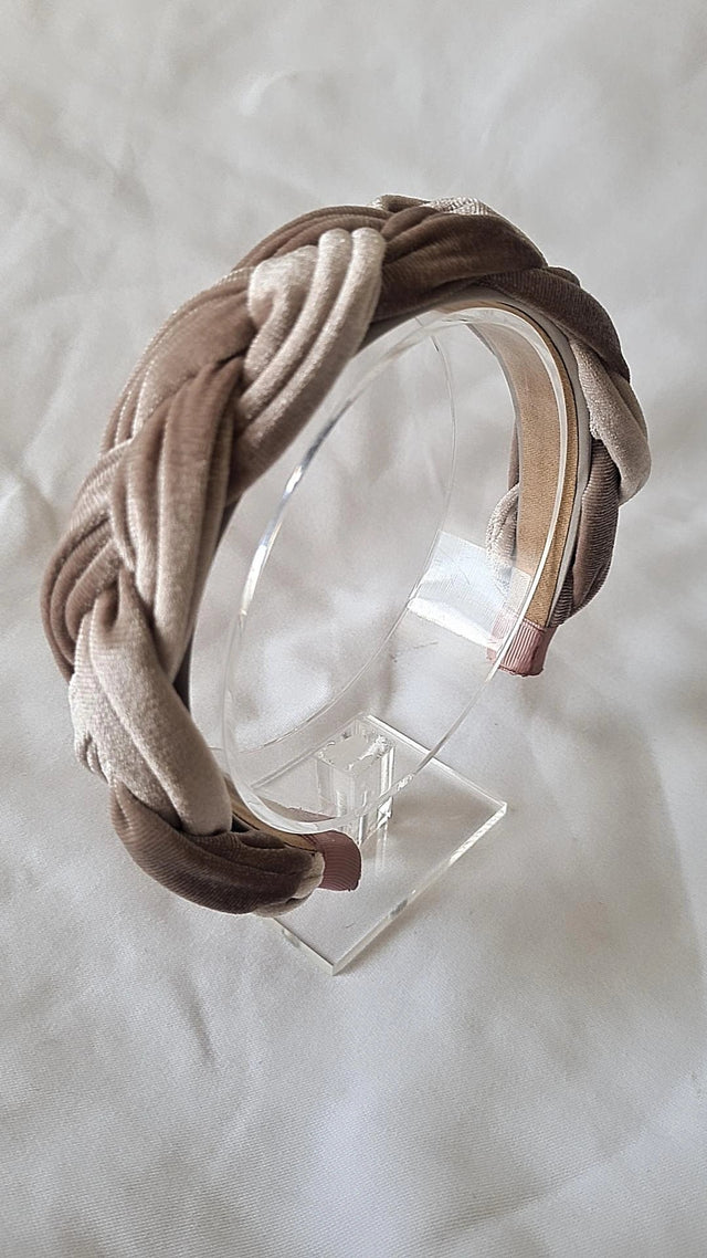 By Mev | Harde hoofdband gevlochten Velvet | Dusty - Pink - By Mev - wonder & melon
