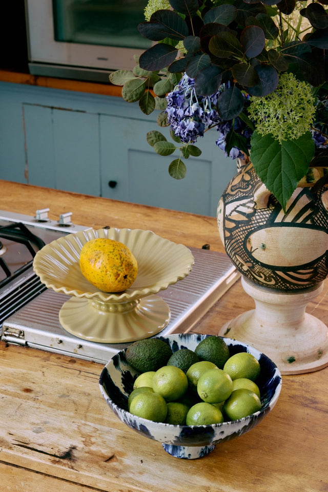 Ceramic Bowl on Base | Indigo | HKliving - HKliving - wonder & melon