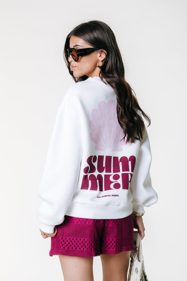 Colourful Rebel | Witte trui | Rood/roze backprint - Colourful Rebel - wonder & melon