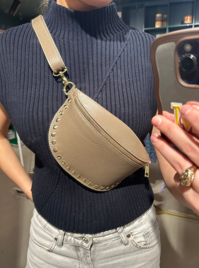 Crossbody Tas | Leer | Taupe - wonder & melon - wonder & melon