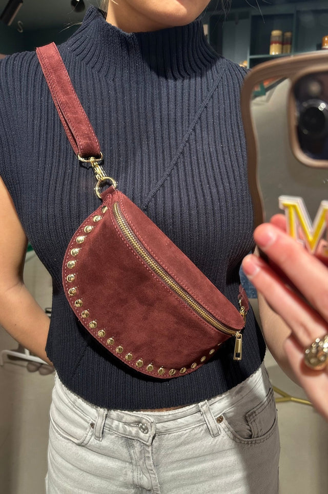 Crossbody Tas | Suede | Burgundy - wonder & melon - wonder & melon