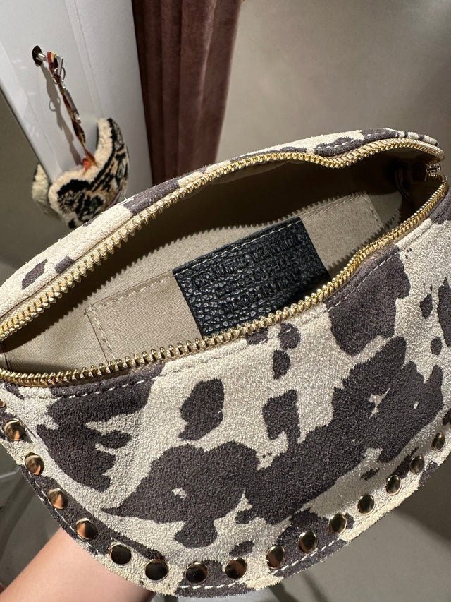 Crossbody Tas | Suede Cow | Donkerbruin - Beige - wonder & melon - wonder & melon