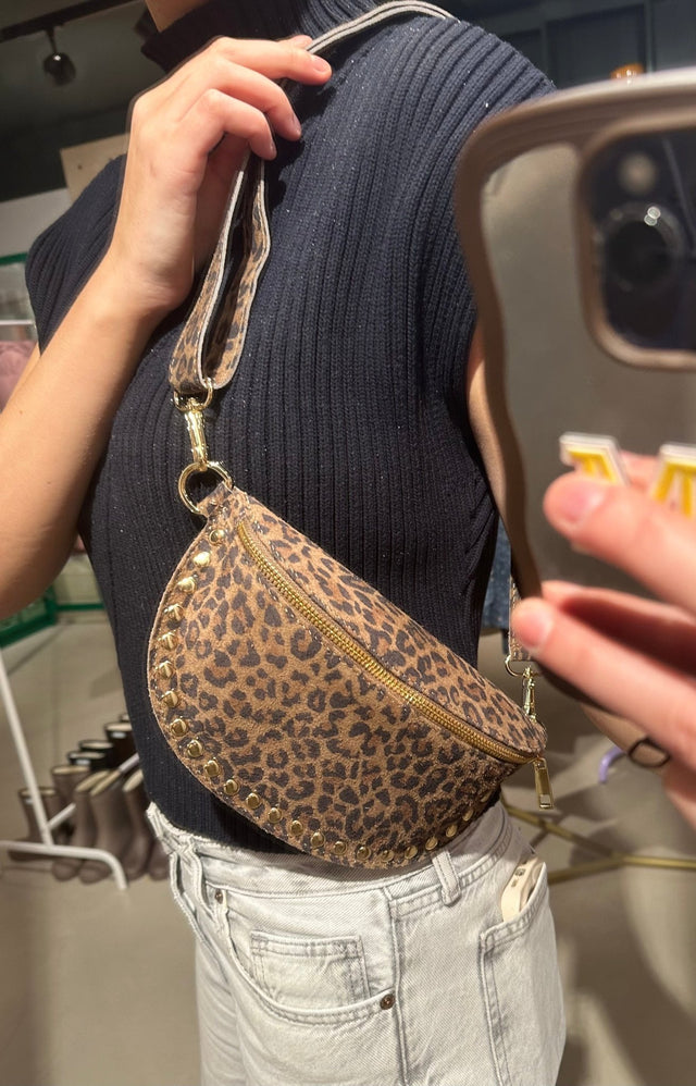 Crossbody Tas | Suede Panter | Donkerbruin - wonder & melon - wonder & melon