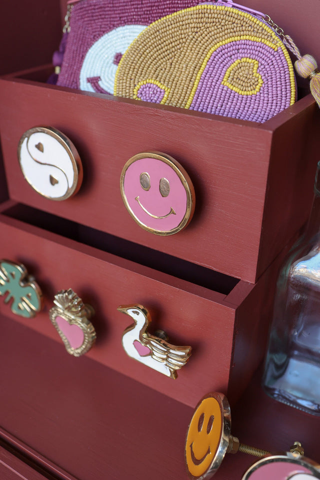 Deurknop | Smiley | Roze - All the luck in the world - wonder & melon