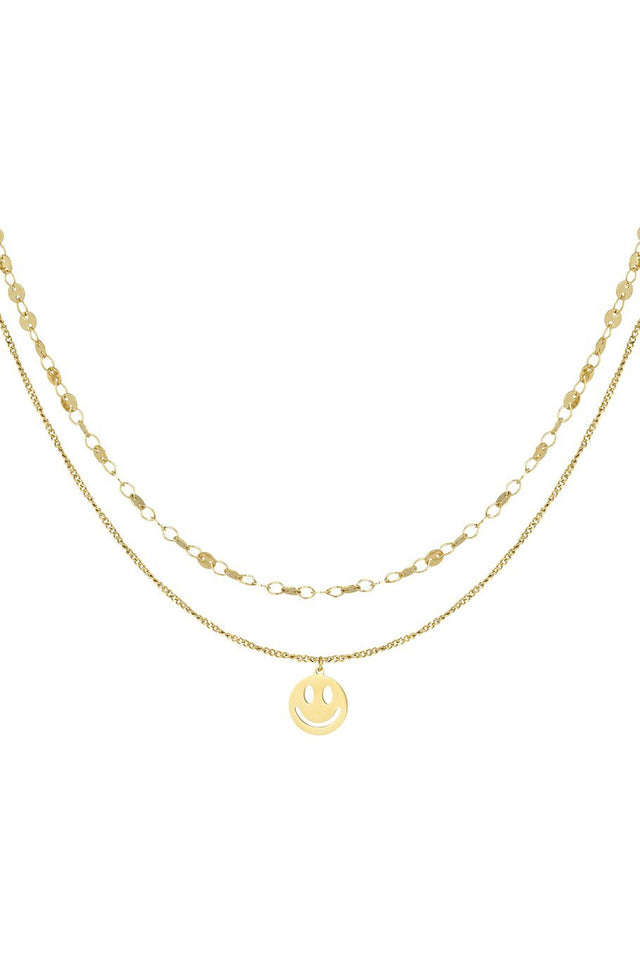 Dubbele Ketting smiley - goud - wonder & melon - wonder & melon