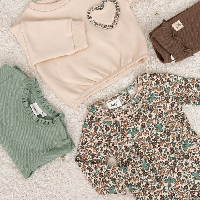Feetje | Romper rib AOP | Lucky Bloombird - Feetje - wonder & melon