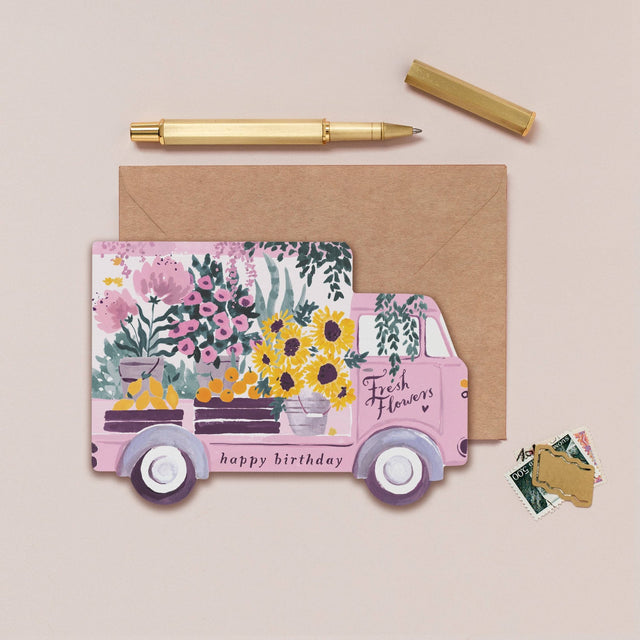 Flower Truck verjaardagskaart | Vrouwelijke verjaardagskaart | Bloemen - Sister Paper Co. - wonder & melon