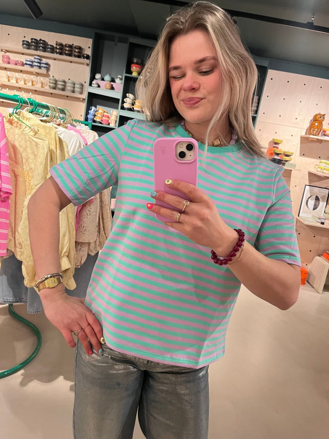 Gestreept T-Shirt |Mint/Lila - wonder & melon - wonder & melon