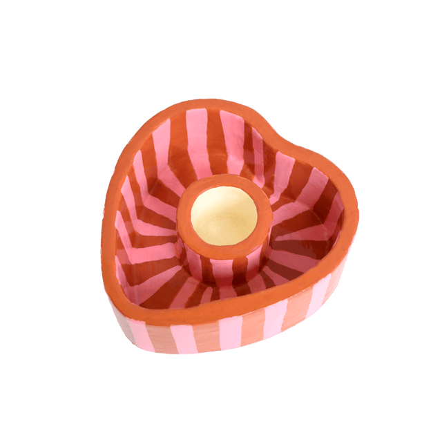 Kaarsenhouder | Gestreept Hart - All the luck in the world - wonder & melon