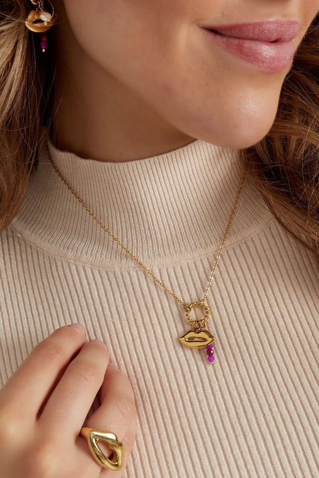 Ketting Don’t touch my lips | Paars - Goud - wonder & melon - wonder & melon
