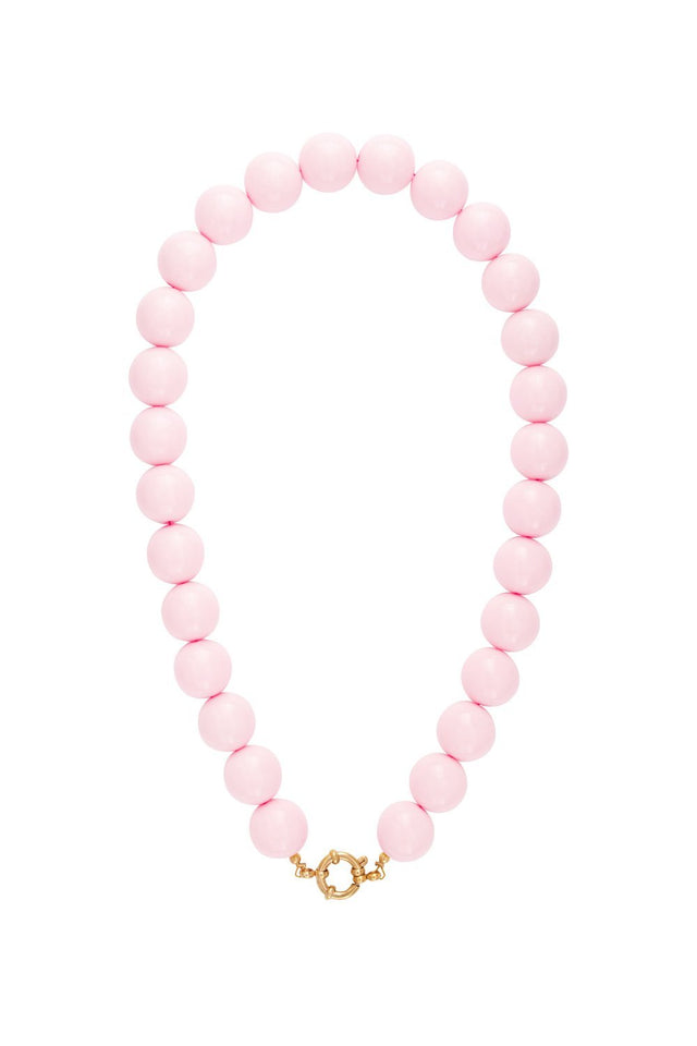 Ketting kralen Big| baby pink | Stainless Steel - wonder & melon - wonder & melon