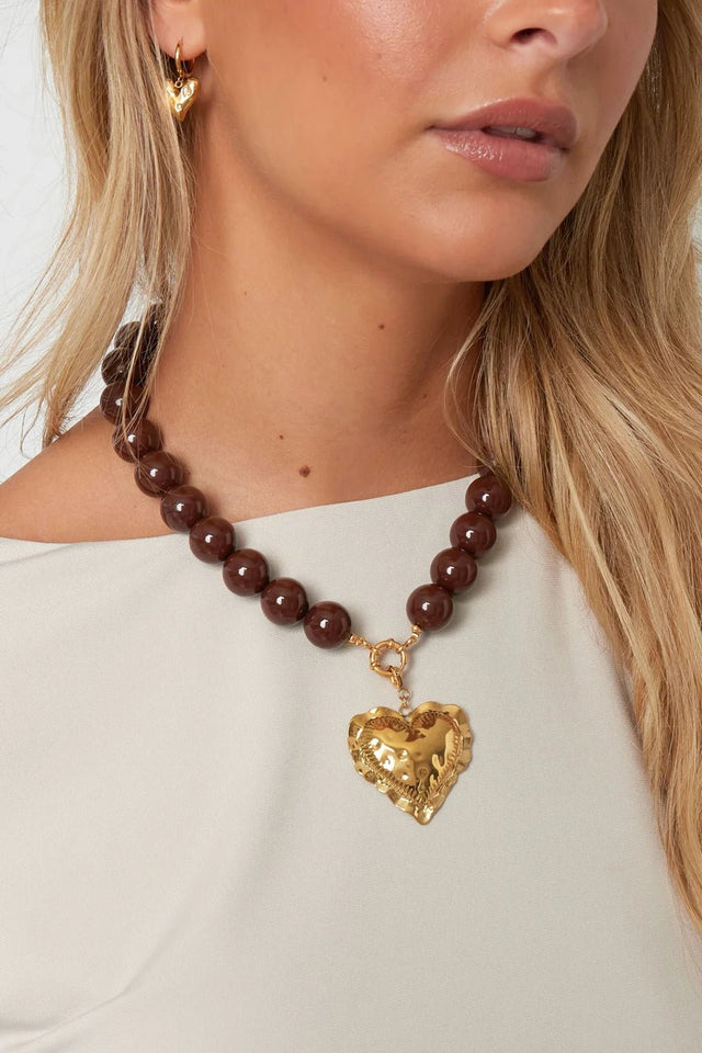 Ketting kralen Big| Brown | Stainless Steel - wonder & melon - wonder & melon