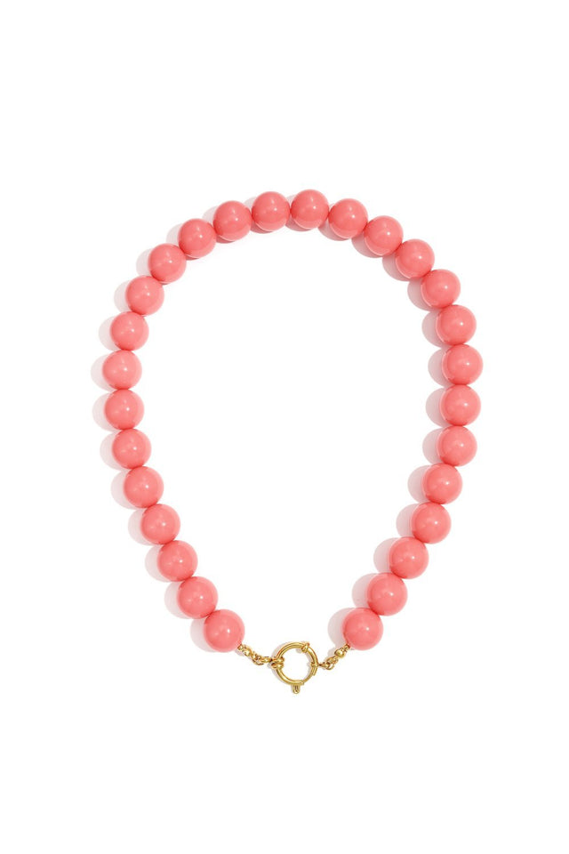 Ketting kralen Big| Coral pink | Stainless Steel - wonder & melon - wonder & melon