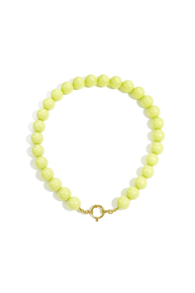 Ketting kralen Big| Pale Yellow | Stainless Steel - wonder & melon - wonder & melon