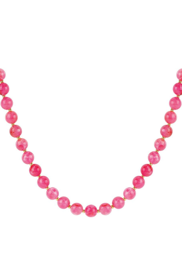 Ketting kralen | Fuchsia | Stainless Steel - wonder & melon - wonder & melon