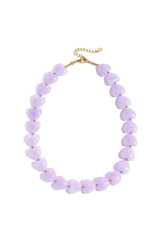 Ketting kralen Heart | Lila | Stainless Steel - wonder & melon - wonder & melon