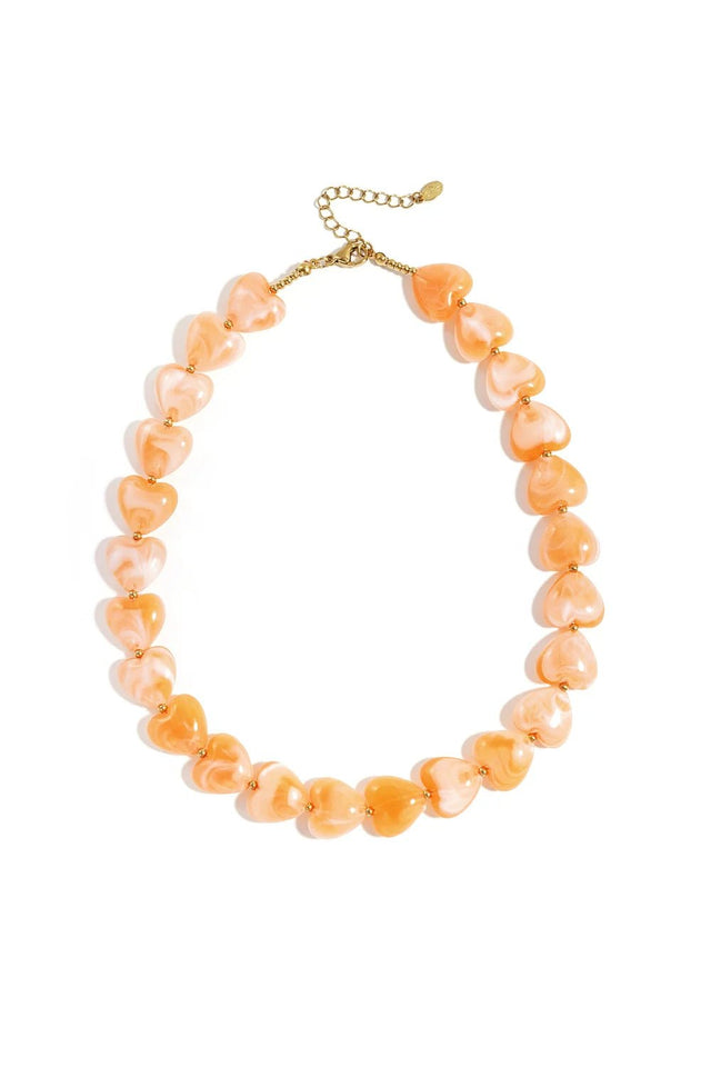 Ketting kralen Heart | Orange | Stainless Steel - wonder & melon - wonder & melon