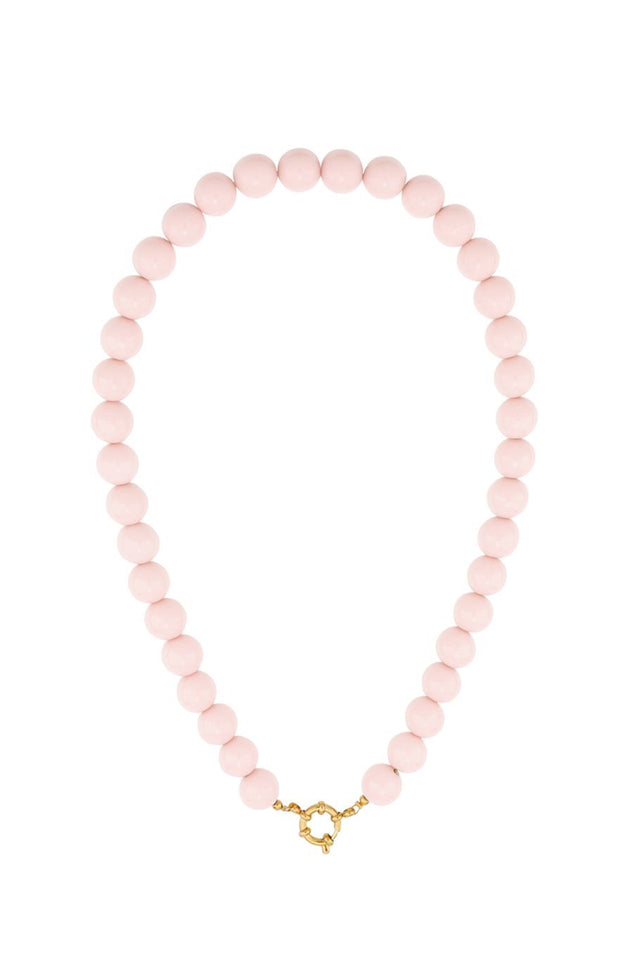 Ketting kralen Medium | Baby Pink | Stainless Steel - wonder & melon - wonder & melon