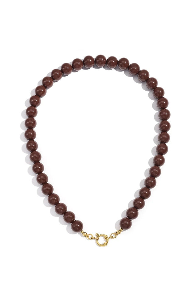 Ketting kralen Medium | Brown | Stainless Steel - wonder & melon - wonder & melon