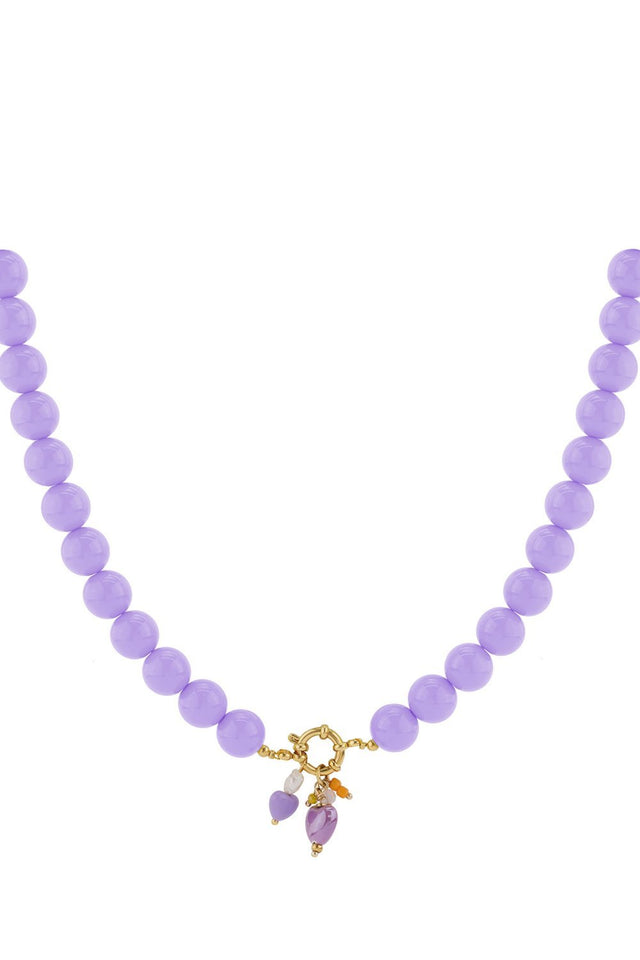Ketting kralen Medium | Lila | Stainless Steel - wonder & melon - wonder & melon