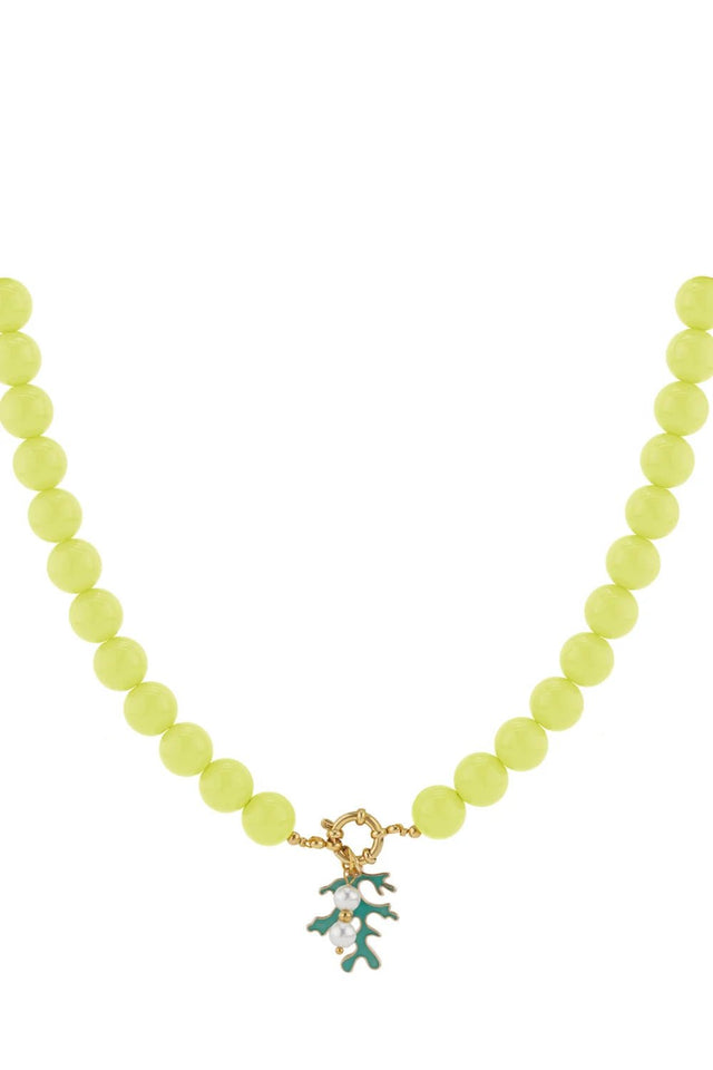 Ketting kralen Medium | Lime Green | Stainless Steel - wonder & melon - wonder & melon