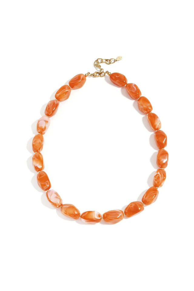 Ketting Love my big stones | Orange | Stainless Steel - wonder & melon - wonder & melon