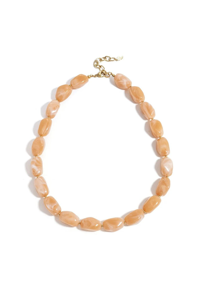 Ketting Love my big stones | Peach | Stainless Steel - wonder & melon - wonder & melon