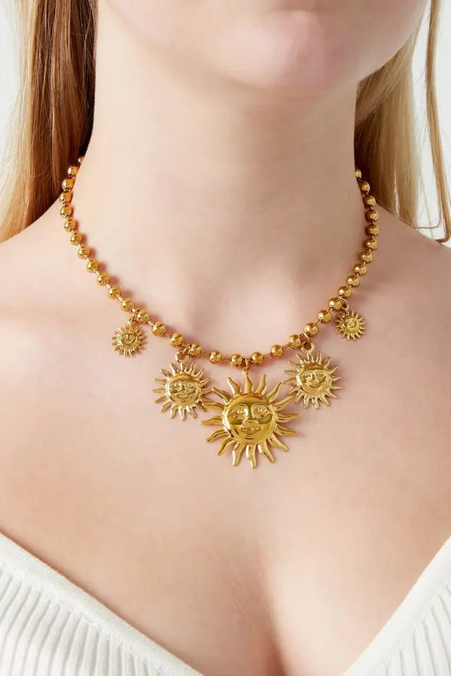 Ketting ‘the sun’ | Goud - wonder & melon - wonder & melon