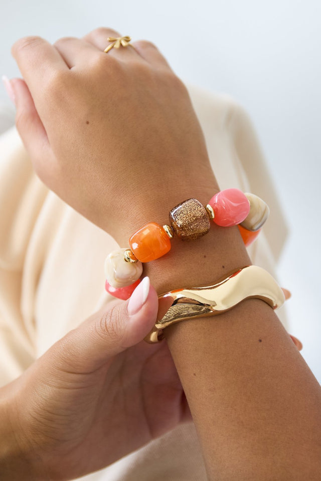 Kralen armband met glitter kraal - wonder & melon - wonder & melon