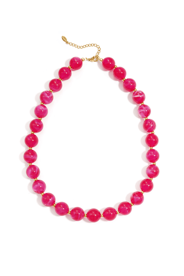 Kralen ketting | Gouden kraaltjes | Dark pink - wonder & melon - wonder & melon