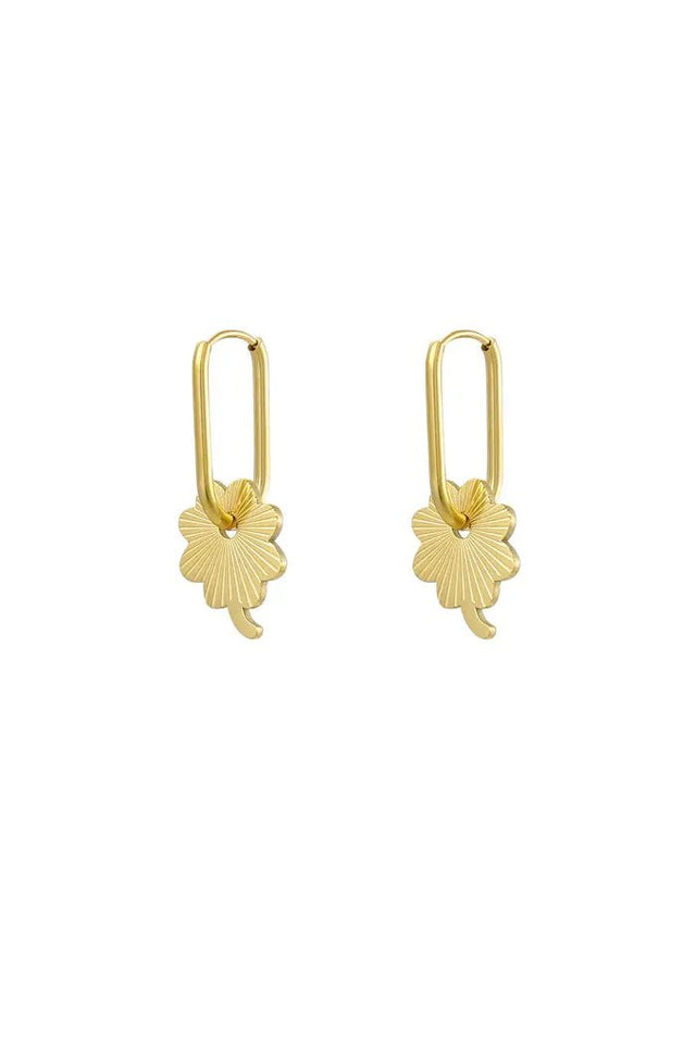 Oorbel Goud Ovaal Flower | Stainless Steel - wonder & melon - wonder & melon