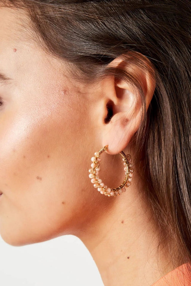 Oorbel kralen party | Beige - Gold - wonder & melon - wonder & melon