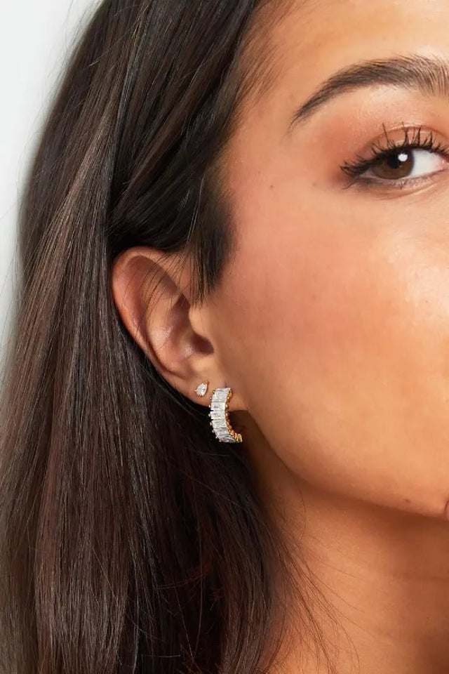 Oorbel Roze zirkoon stenen | Goudkleurig-Roze | Stainless Steel - wonder & melon - wonder & melon