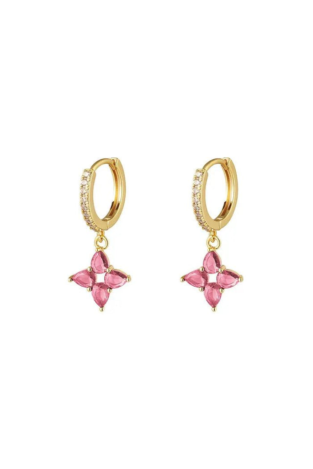 Oorbel ster | Goudkleurig-Fuchsia | Gold Plated - wonder & melon - wonder & melon