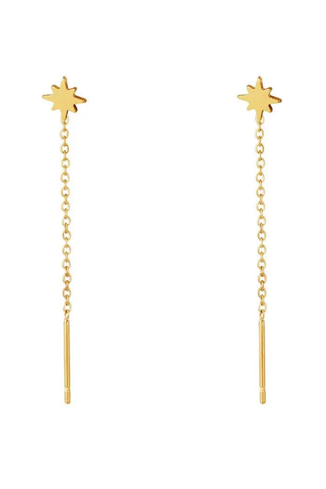 Oorknop met ketting Ster | Goud | Stainless Steel - wonder & melon - wonder & melon