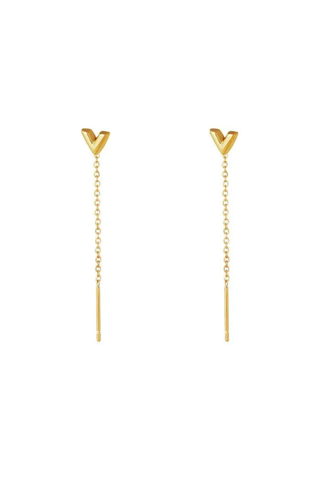 Oorknop met ketting V | Goud | Stainless Steel - wonder & melon - wonder & melon