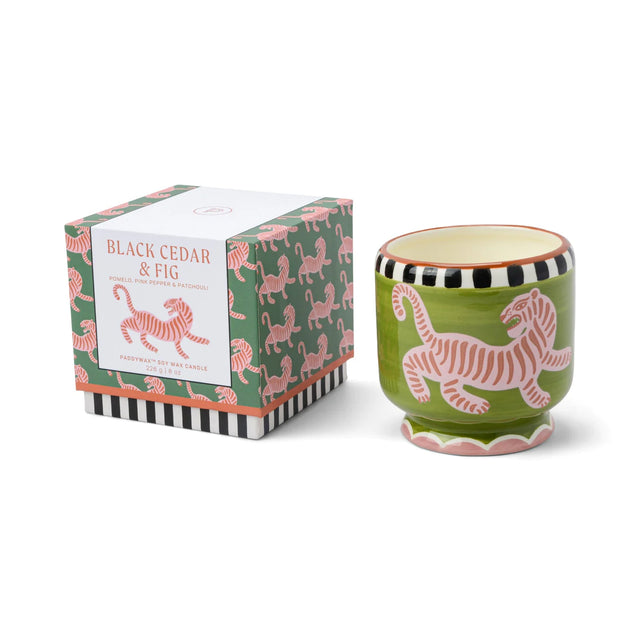 A dopo Tiger ceramic kaars | Black cedar & Fig | Paddywax