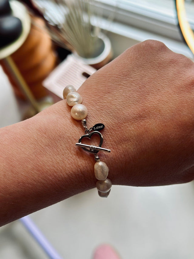 Parel Armband Hart | Zilver - wonder & melon - wonder & melon