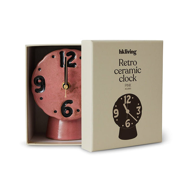 Retro ceramic clock | Pink | HKliving - HKliving - wonder & melon