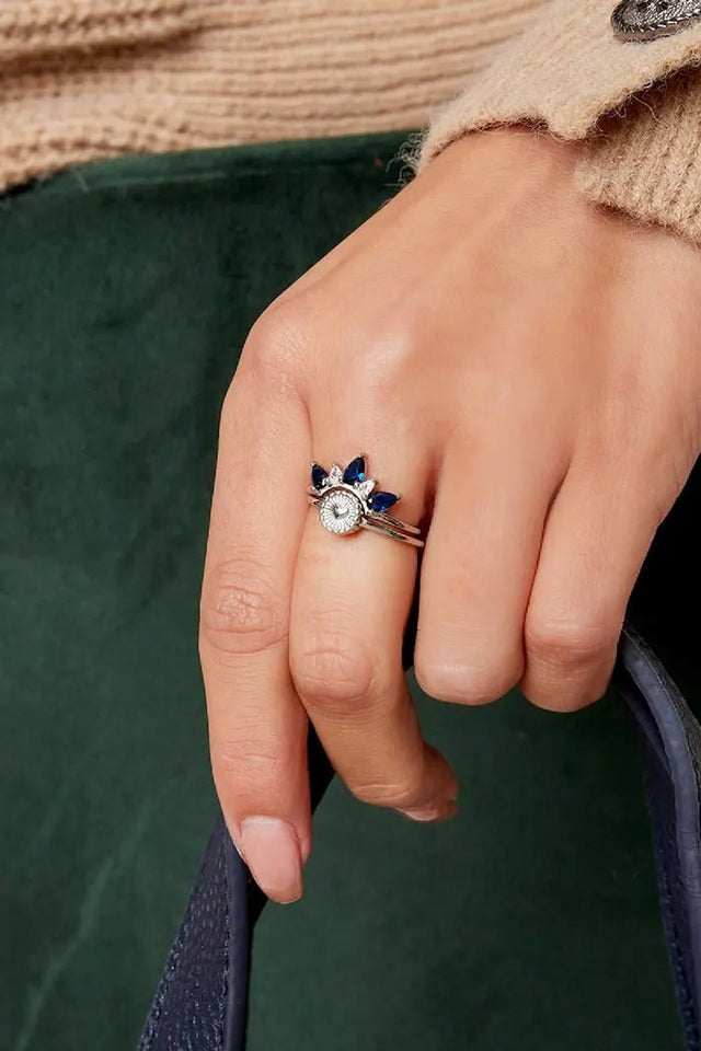 Ring Kroon | Zilver met blauwe steen - wonder & melon - wonder & melon