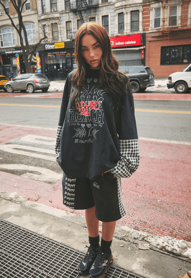 SABBI | The Be Happy Gingham Long sleeve tee| Black - Sabbi - wonder & melon